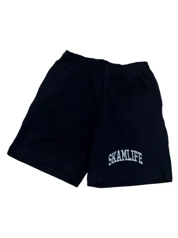 Black with Grey Embroidered SKAMLIFE Shorts