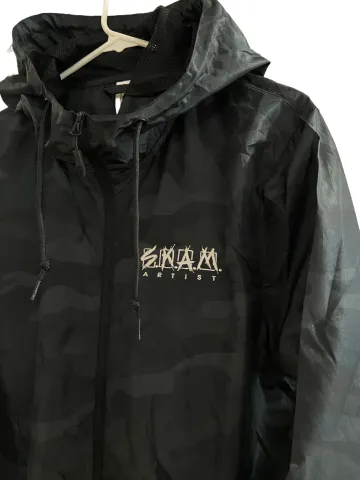 Blue Camo Embroidered Zip Windbreaker with Hood