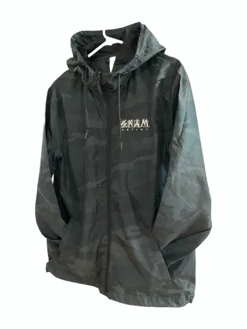 Blue Camo Embroidered Zip Windbreaker with Hood